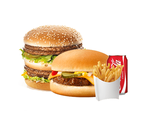 Menu Hamburger avec  burger 4 steaks salade cheddar