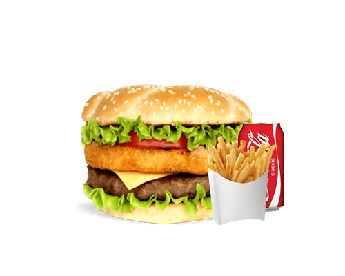 Menu burger steak  galette de pommes de terre cheddar