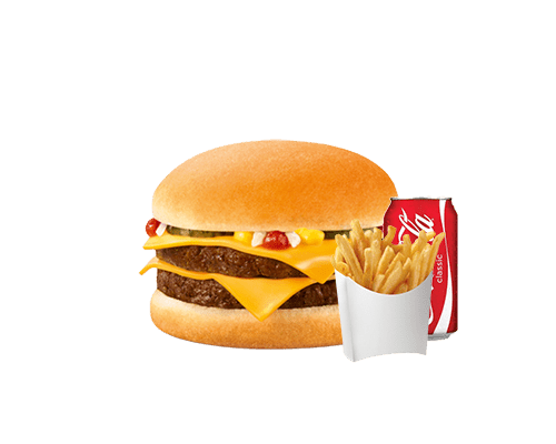 Menu double cheese double cheddar cornichons