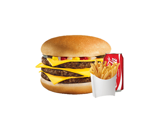 Menu burger 3 steaks triple cheddar