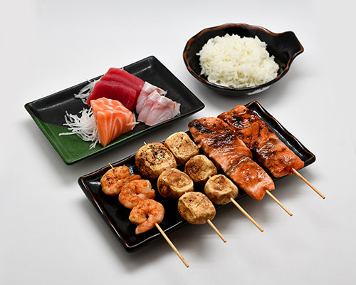 Menu sashimis et yakitoris poissons