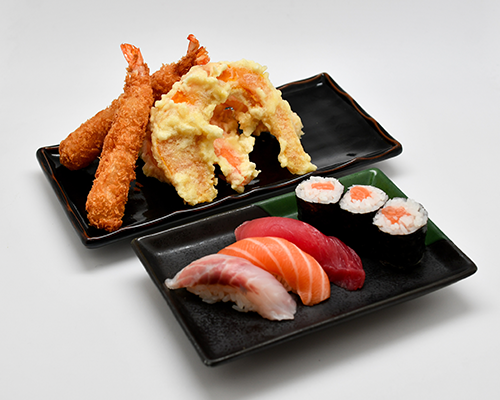 Tempura +sushi thon, saumon , daurade et maki saumon