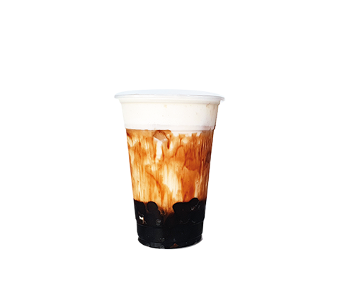 bubble tea lacté au caramel mousse de lait  perles de tapioca