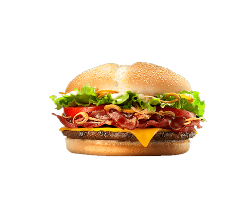 Burger steak bacon onion crispy cheddar