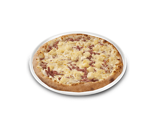 Pizza pommes de terre lardons maroille oignons