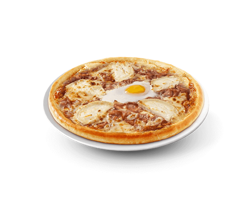 Pizza chèvre lardons oeuf