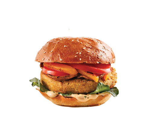 Burger Végétarien poivrons salade tomates