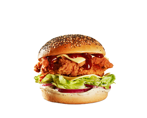 Burger tenders emmental sauce bbq oignons rouges