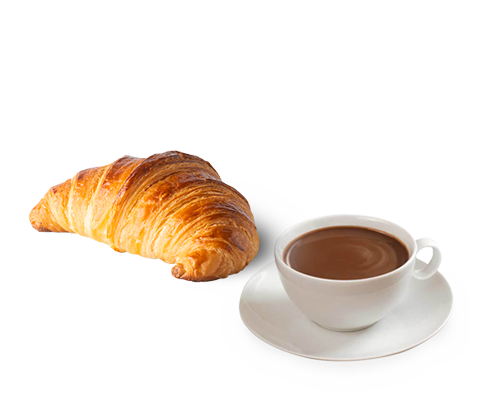 Chocolat chaud et croissant