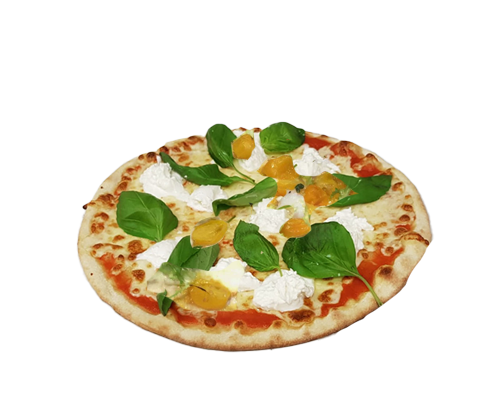 Pizza roquette buffala tomates jaunes