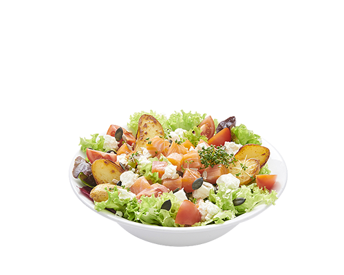 Salade saumon tomates fromages pommes de terre