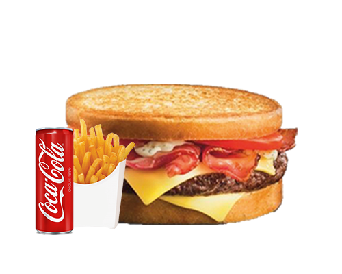 Menu burger toasté steak bacon