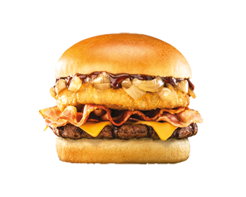 Burger 1 steak galette de pommes de terre bacon oignons cheddar sauce BBQ