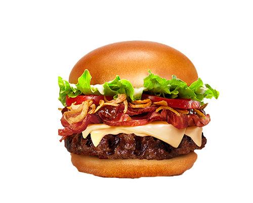 Burger smash steak façon bouchère double emmental bacon oignons frits sauce bbq