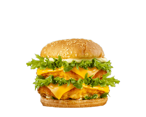 Burger 2 steaks de poulet double cheddar sauce blanche