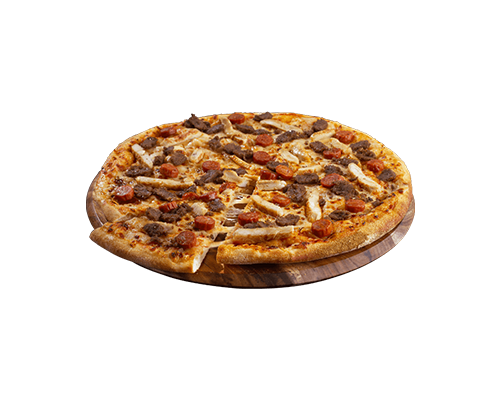 Pizza merguez viande hachée poulet